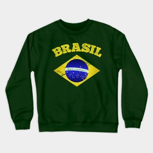 Brasil Football Retro Soccer Brazilian Flag Crewneck Sweatshirt